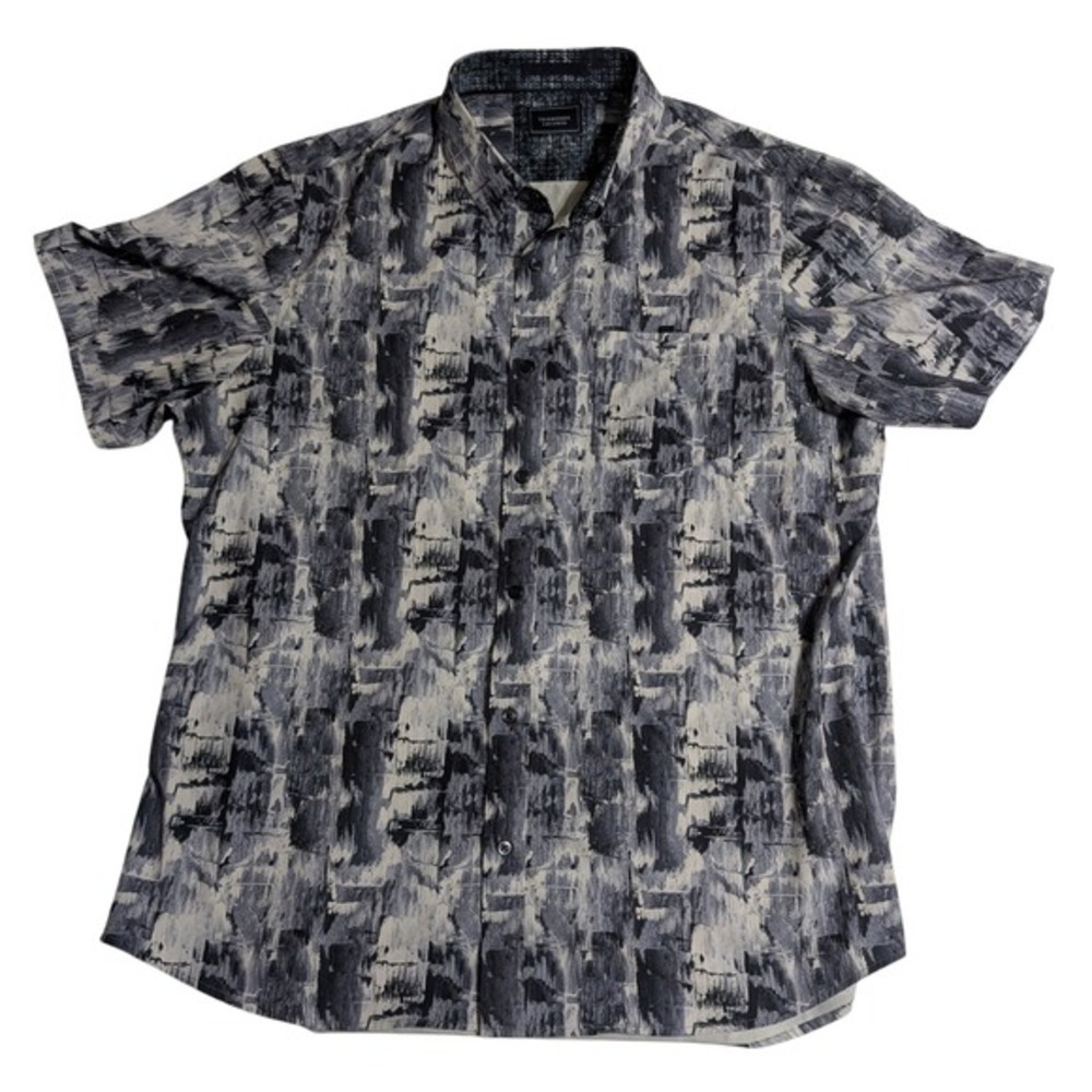 7 Diamonds Men's Groundwork Blue Gray Abstract 4-Way Stretch‎ Short Sleeve XL